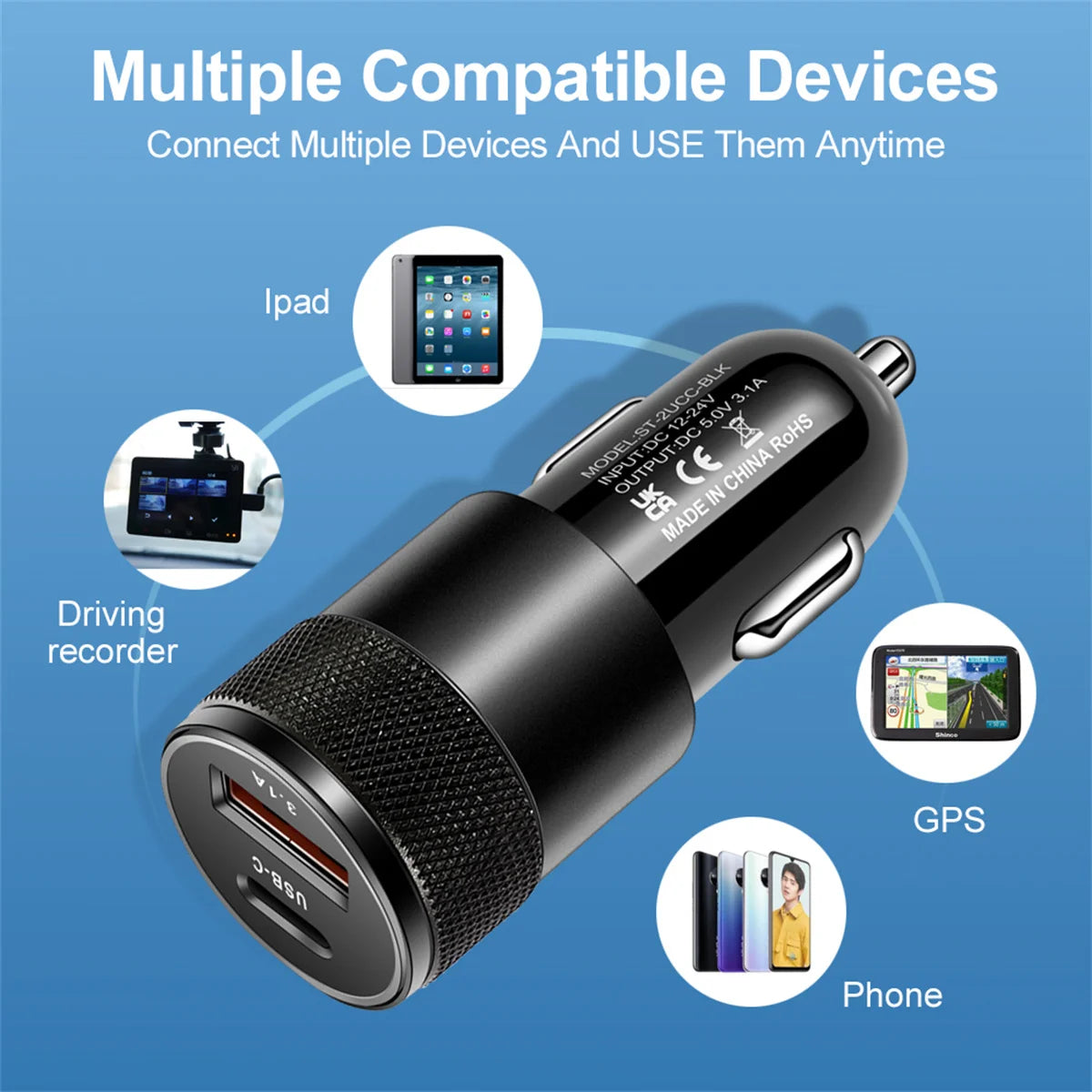 Zigarettenanzünder-Adapter für USB-C